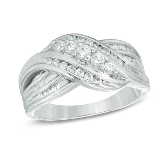 1/2 CT. T.w. Diamond Fashion Overlay Ring in Sterling Silver