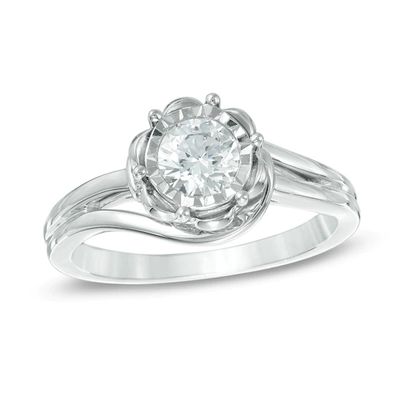 1 CT. T.w. Diamond Bypass Ring in 10K White Gold