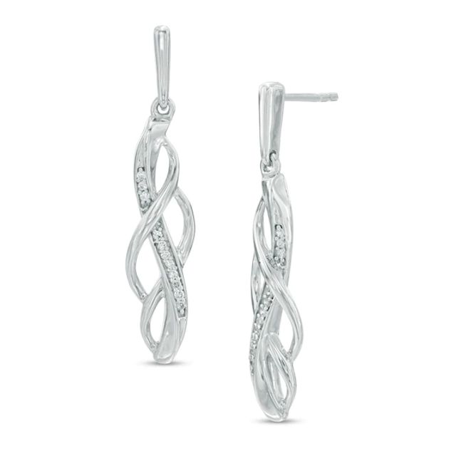 1/10 CT. T.w. Diamond Loose Braid Drop Earrings in Sterling Silver