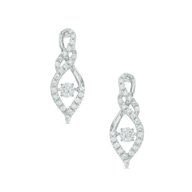 5/8 CT. T.w. Diamond Cascading Flame Drop Earrings in 10K White Gold