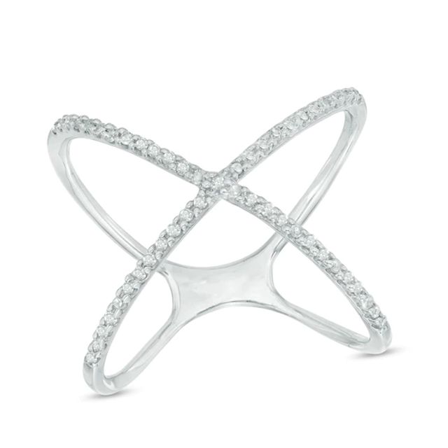 1/8 CT. T.w. Diamond Criss-Cross Orbit Ring in Sterling Silver