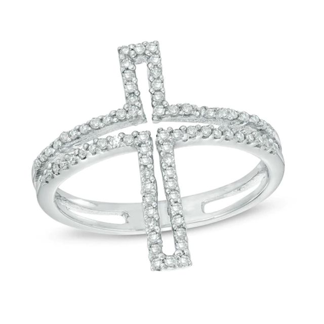 1/4 CT. T.w. Diamond Open Cross Split Shank Ring in Sterling Silver