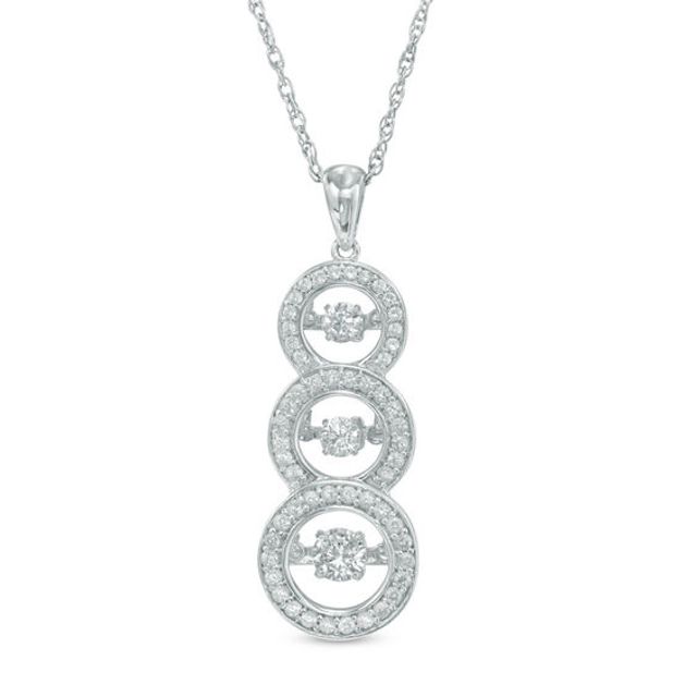Lab-Created White Sapphire Linear Three Stone Pendant in Sterling Silver