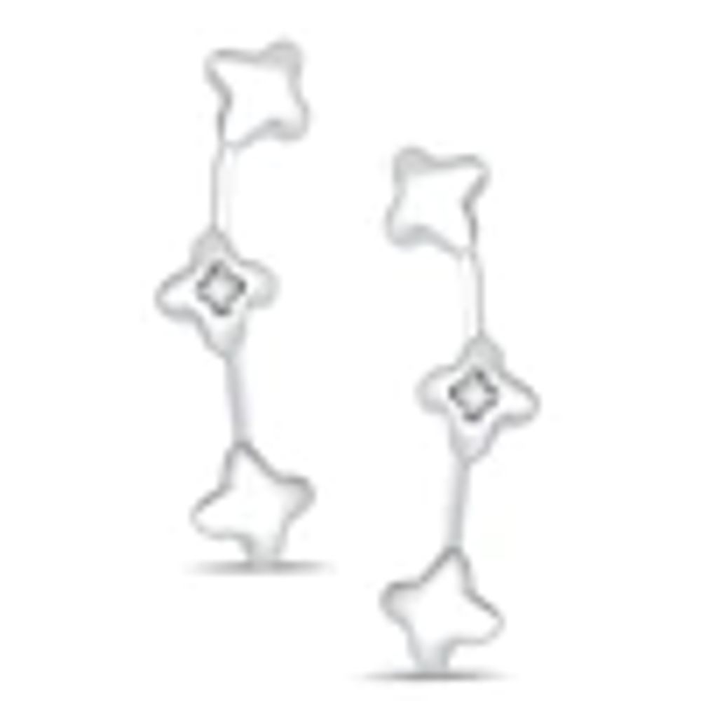 Diamond Accent Triple Flower Crawler Earrings in 10K White Gold