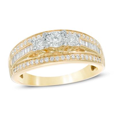 1/2 CT. T.w. Diamond Past Present FutureÂ® Engagement Ring in 10K Gold