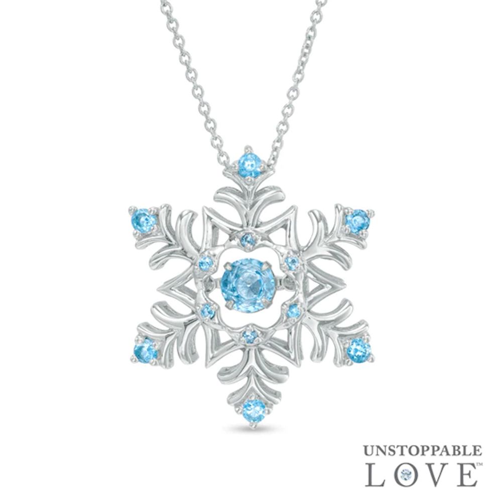 Swiss Blue Topaz Snowflake Pendant in Sterling Silver