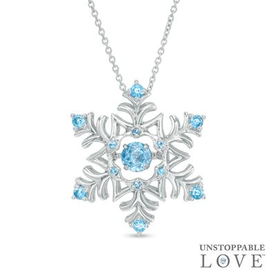 Swiss Blue Topaz Snowflake Pendant in Sterling Silver