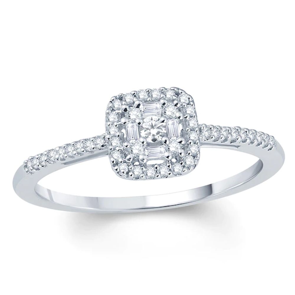 Zales 1/4 CT. T.w. Composite Diamond Square Frame Promise Ring in