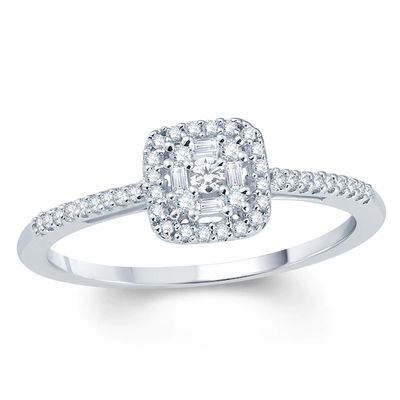 1/4 CT. T.w. Composite Diamond Square Frame Promise Ring in 10K White Gold
