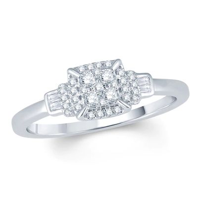 1/4 CT. T.w. Composite Diamond Square Frame Collared Promise Ring in 10K White Gold