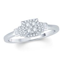 1/4 CT. T.w. Composite Diamond Square Frame Collared Promise Ring in 10K White Gold