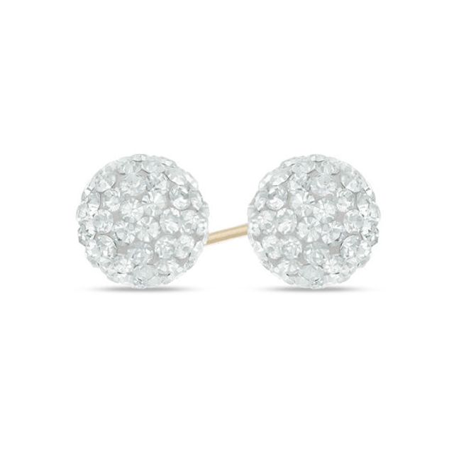 Crystal Button Stud Earrings in 14K Gold