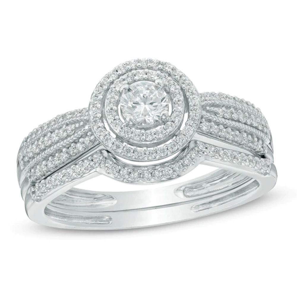1/2 CT. T.w. Diamond Frame Bridal Set In 10K White Gold
