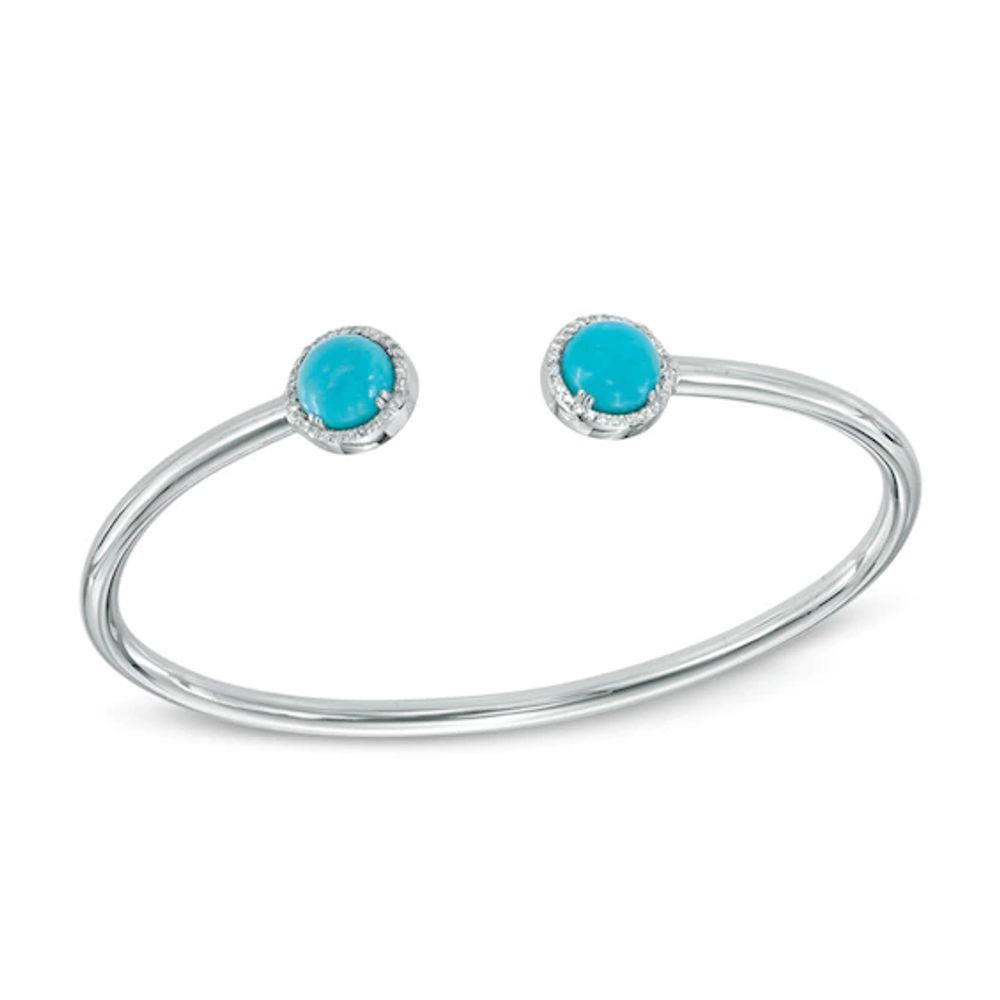 7.0mm Turquoise and White Topaz Frame Cuff in Sterling Silver