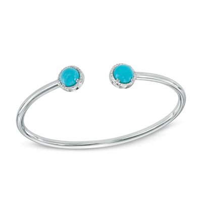 7.0mm Turquoise and White Topaz Frame Cuff in Sterling Silver