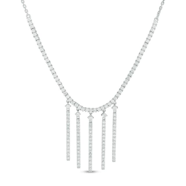 Lab-Created White Sapphire Fringe Necklace in Sterling Silver - 15.75"