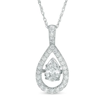 1/2 CT. T.w. Pear-Shaped Diamond Frame Pendant in 10K White Gold