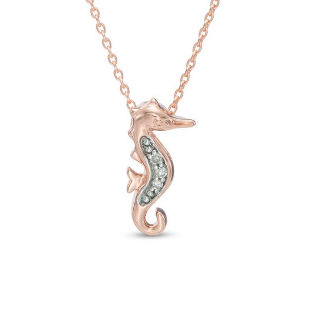 Diamond Accent Seahorse Pendant in 10K Rose Gold