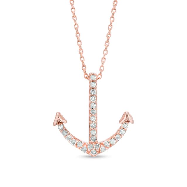 Diamond Accent Anchor Pendant in 10K Rose Gold