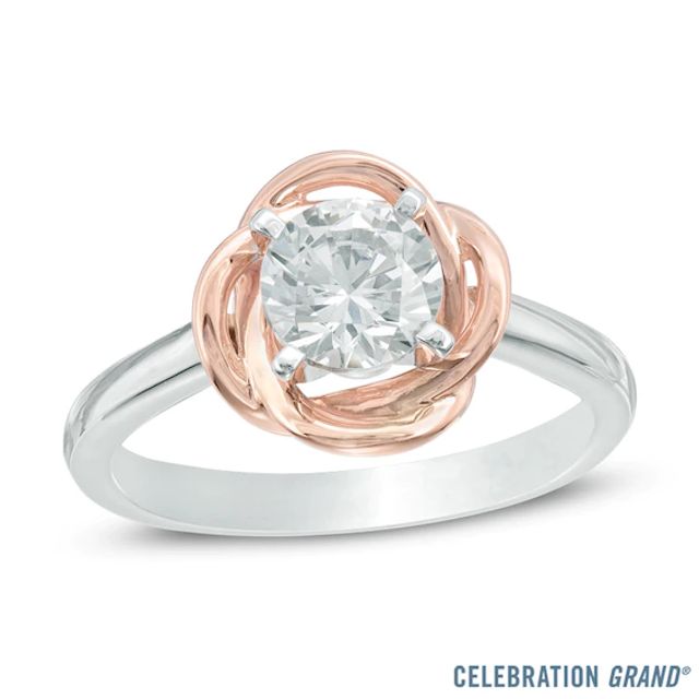 Celebration Ideal 1 CT. Certified Diamond Solitaire Whirlwind Engagement Ring in 14K Two-Tone Gold (I/I1)