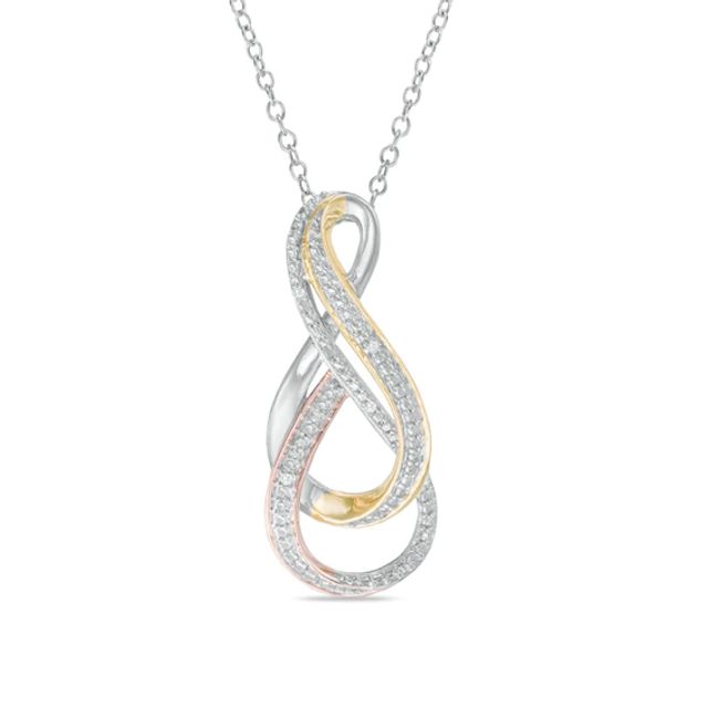 Diamond Accent Double Infinity Swirl Pendant in Sterling Silver and 14K Gold Plate