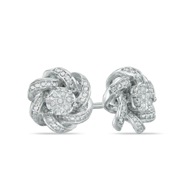Diamond Accent Knot Frame Stud Earrings in Sterling Silver