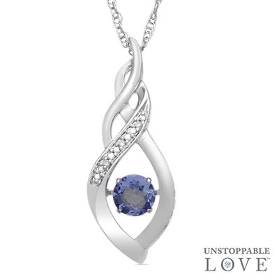 5.0mm Tanzanite and Diamond Accent Infinity Flame Pendant in Sterling Silver