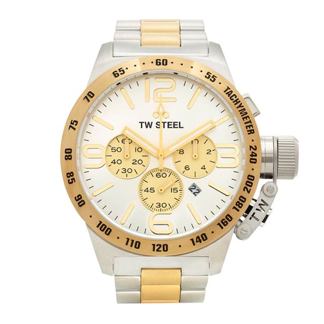 Men's TW Steel Canteen Chronograph Two-Tone Watch with Silver Dial (Model: Cb34)