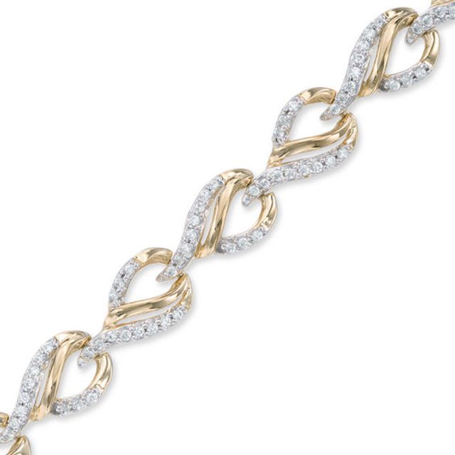 1 CT. T.w. Diamond Open Flame Link Bracelet in 10K Gold - 7.25"