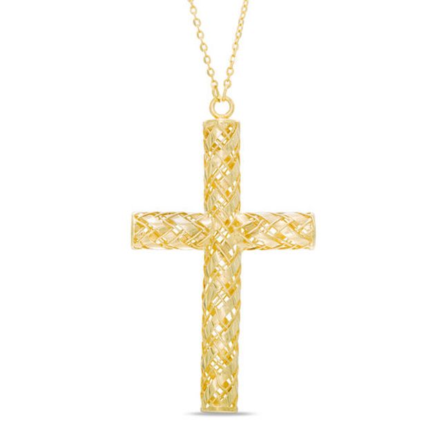 Mesh Cross Pendant in 10K Gold - 17"