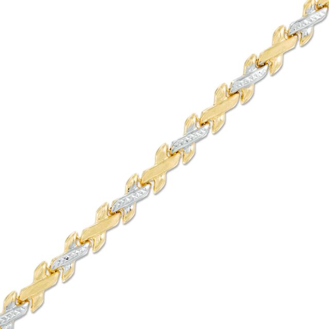 "X" Stampato Bracelet in 10K Two-Tone Gold - 7.25"