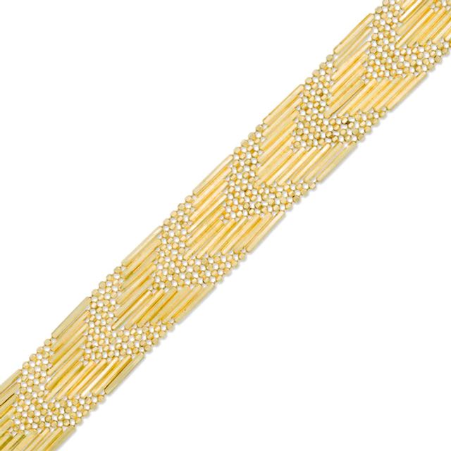 Beaded Chevron Bracelet in 10K Gold - 7.5"