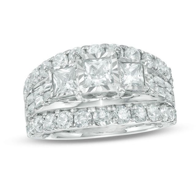 2 CT. T.w. Princess-Cut Diamond Past Present FutureÂ® Engagement Ring in 14K White Gold