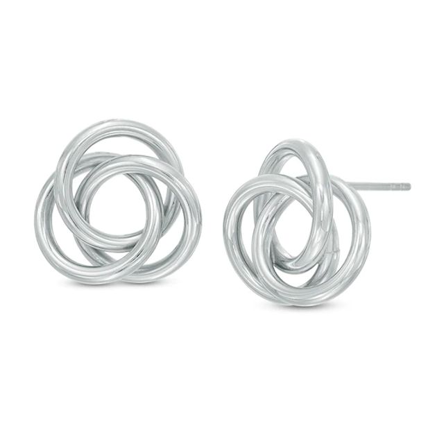 Polished Wire Love Knot Stud Earrings in Sterling Silver