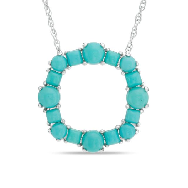 Turquoise Circle Pendant in Sterling Silver