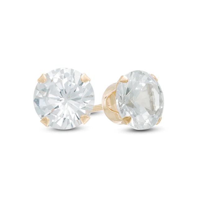 6.5mm Lab-Created White Sapphire Stud Earrings in 14K Gold