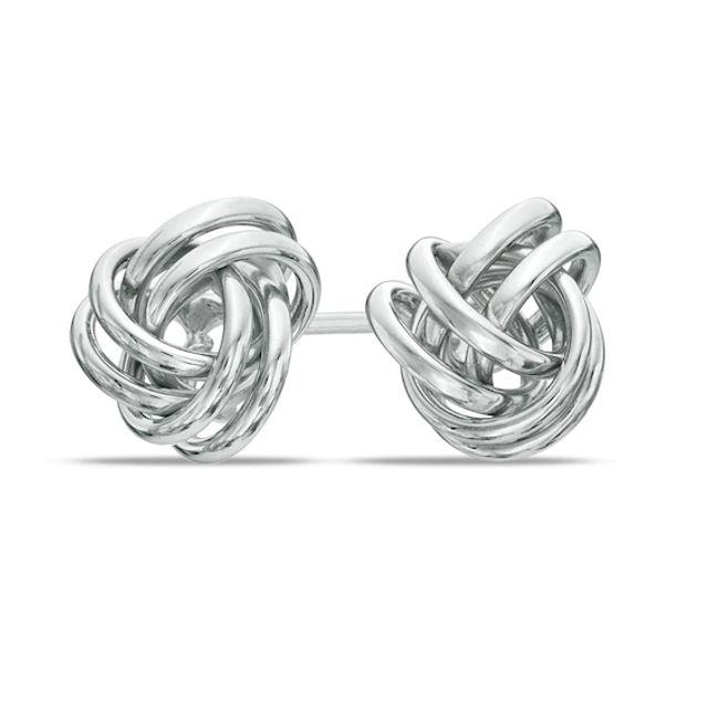 Love Knot Stud Earrings in 14K White Gold