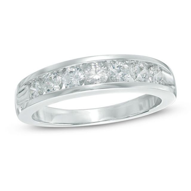 Men's Celebration GrandÂ® 1 CT. T.w. Certified Diamond Seven Stone Anniversary Band in 14K White Gold (H-I/I1)