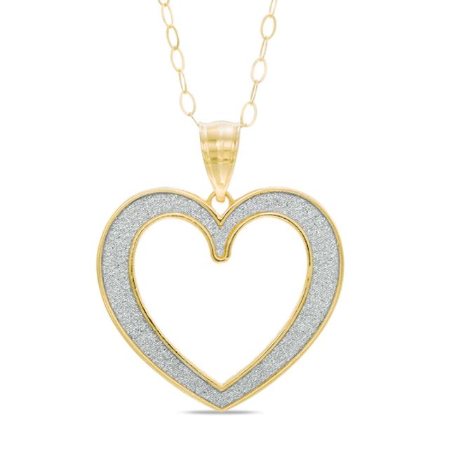 Heart Glitter Pendant in 10K Gold