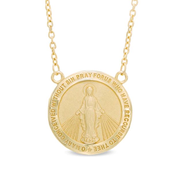 Mother Mary Medallion Necklace in 10K Gold - 17"
