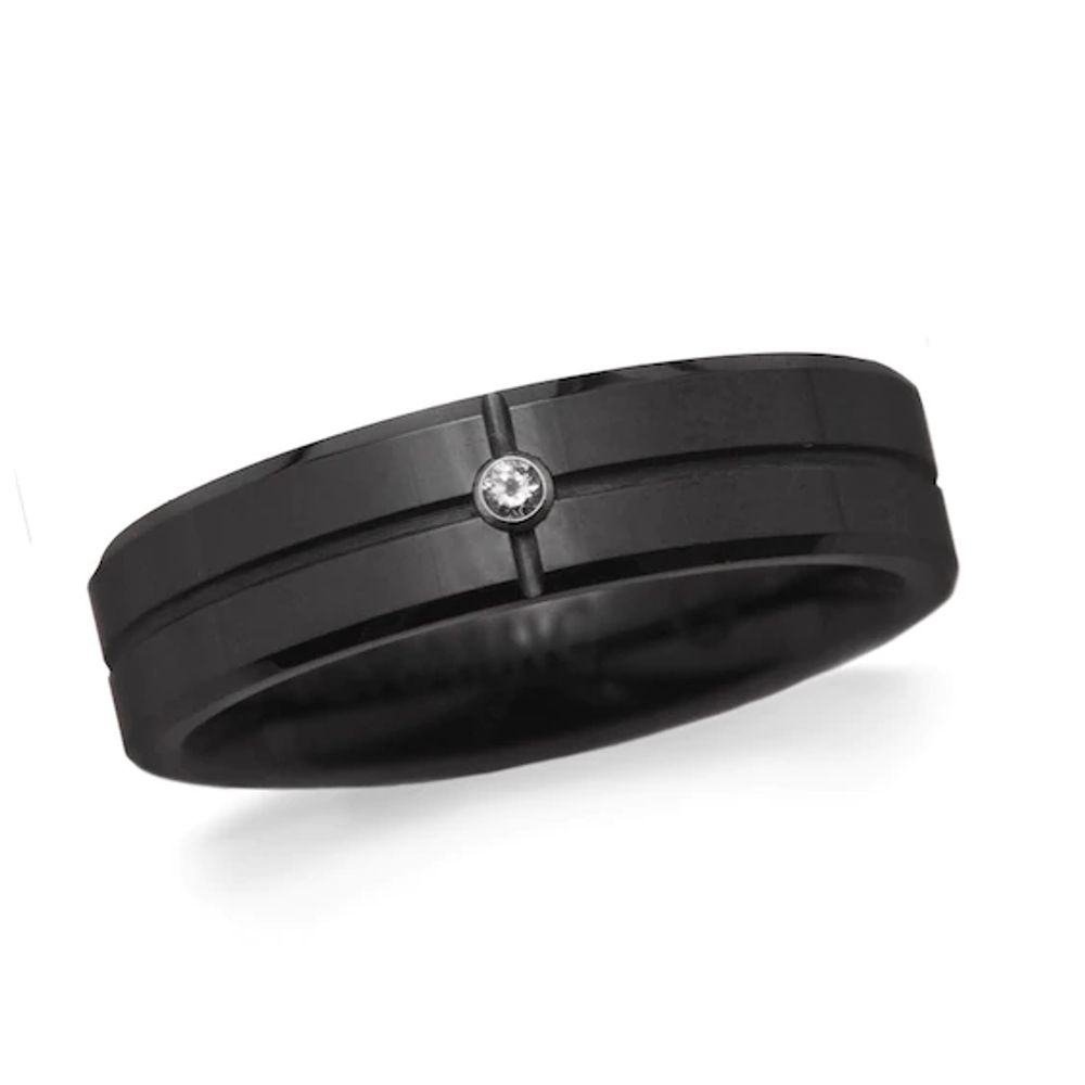 Men's 6.0mm Diamond Accent Black Ceramic Wedding Band