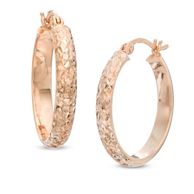 Diamond-Cut Hoop Earrings in 14K Rose Gold