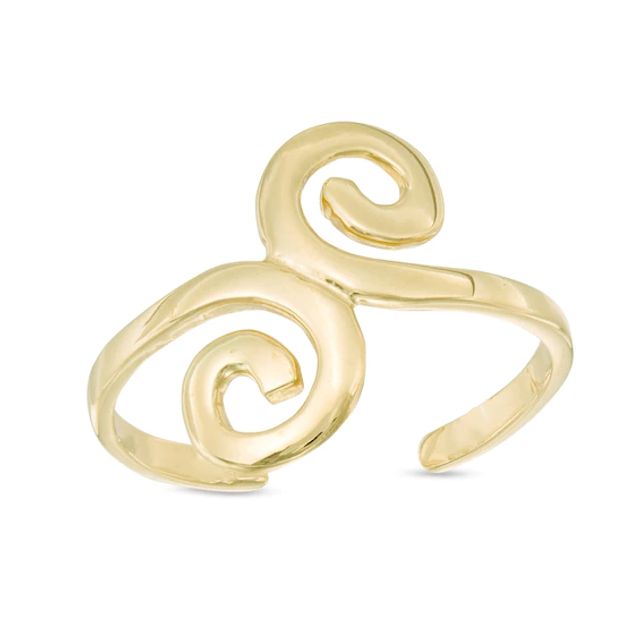 Swirl Bypass Toe Ring in 14K Gold
