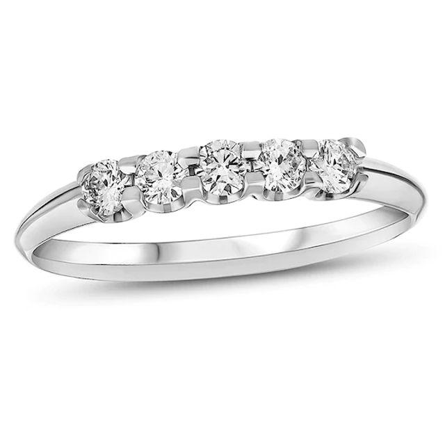 1/3 CT. T.w. Diamond Five Stone Anniversary Band in 14K White Gold