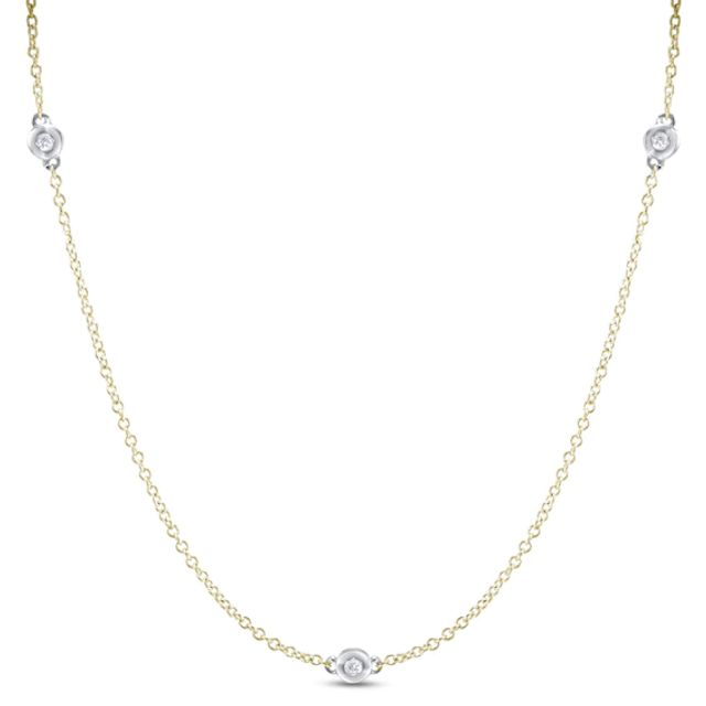 1/8 CT. T.w. Diamond Station Necklace in 10K Two-Tone Gold