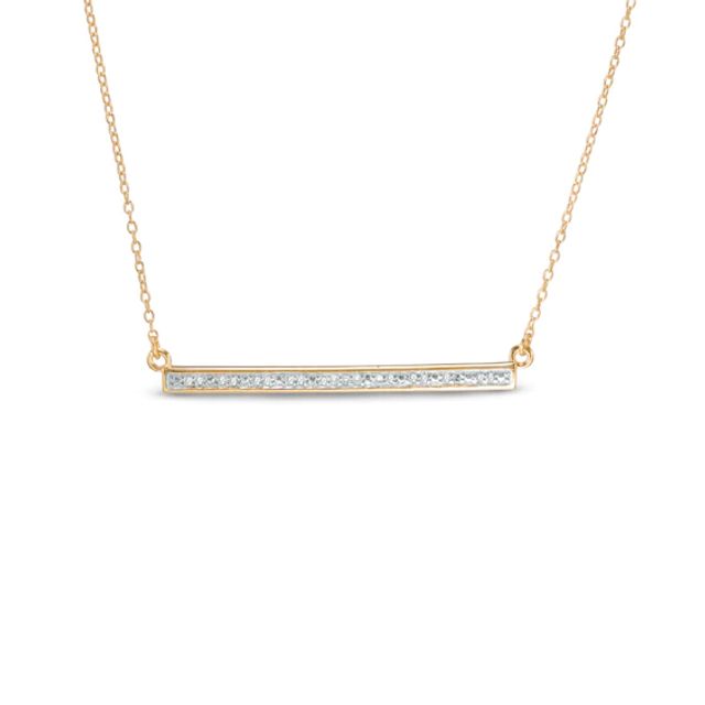 1/10 CT. T.w. Diamond Bar Necklace in Sterling Silver and 18K Gold Plate