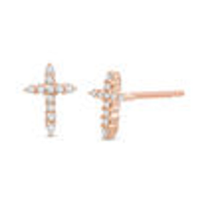 Diamond Accent Cross Stud Earrings in 10K Rose Gold