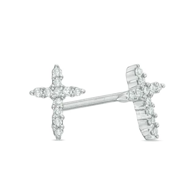 Diamond Accent Cross Stud Earrings in 10K White Gold