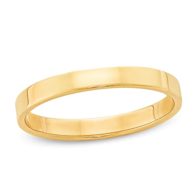 Ladies' 3.0mm Flat Square-Edged Wedding Band 14K Gold