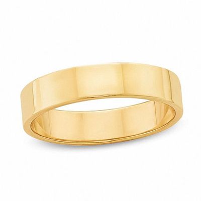 Men's 5.0mm Flat Square-Edged Wedding Band 14K Gold